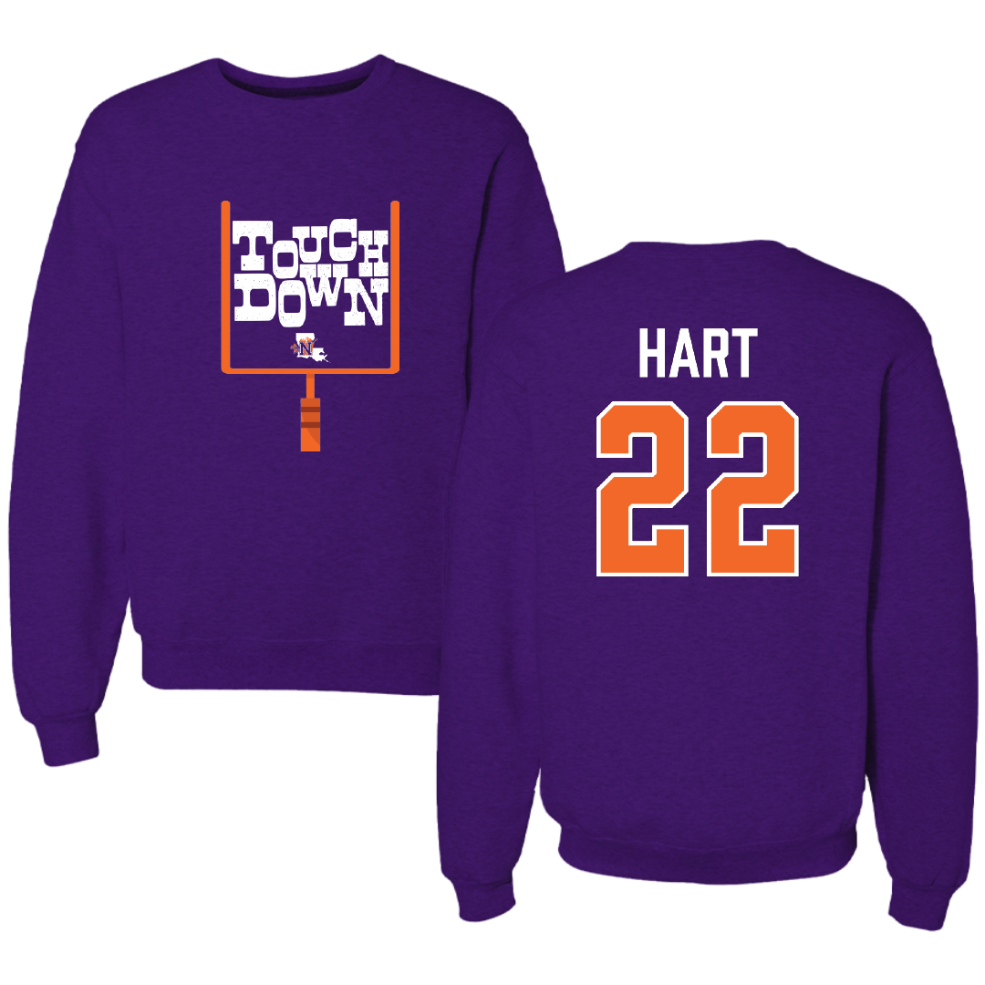 Northwestern State University Football Purple Touchdown Crewneck - #22 Duce Hart