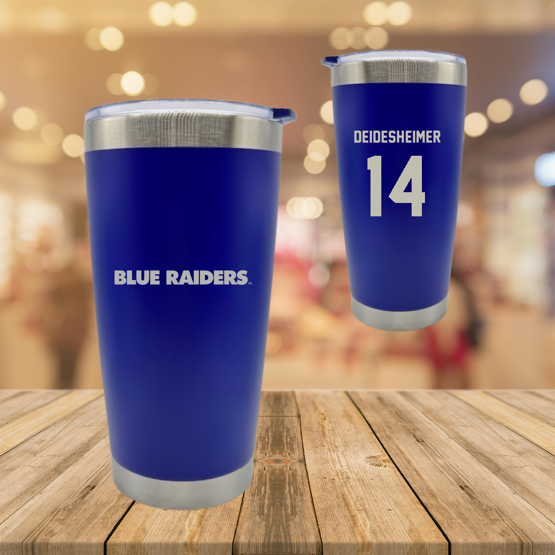 Middle Tennessee State University Volleyball Blue Stainless Steel Tumbler - #14 Payton Deidesheimer