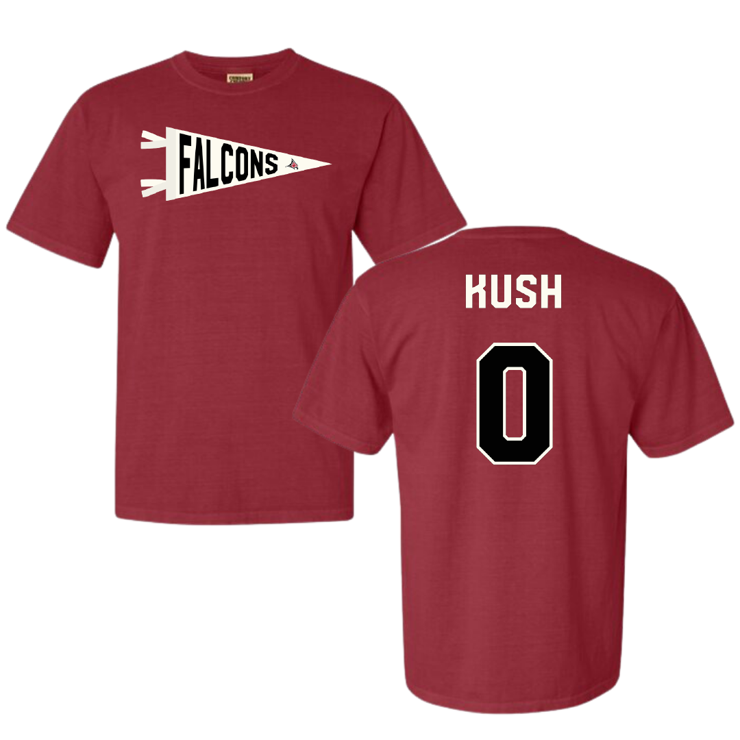 University of Wisconsin-River Falls Football Crimson Pennant Comfort Colors Tee - #0 Luke Kush