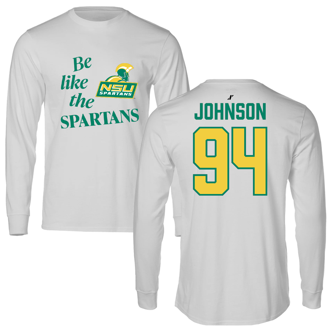 Norfolk State University Football Light Gray Be Like Us Long Sleeve - #94 Tyler Johnson