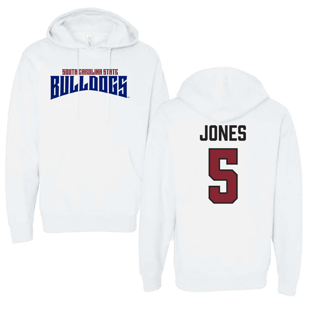 South Carolina State University Football White Classic Hoodie - #5 Tyler Jones