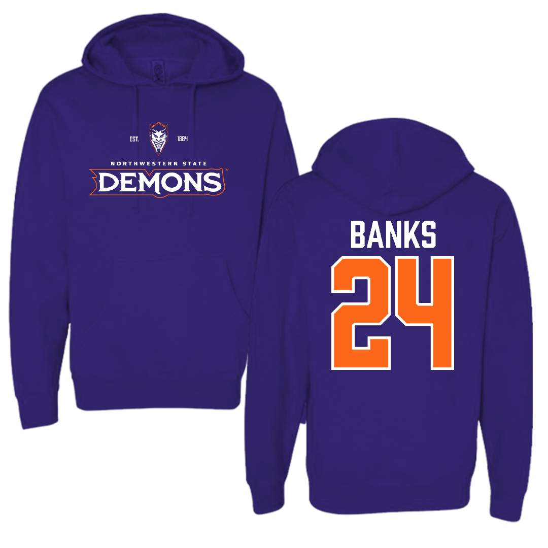 Northwestern State University Football Purple General Hoodie - #24 Brian Banks