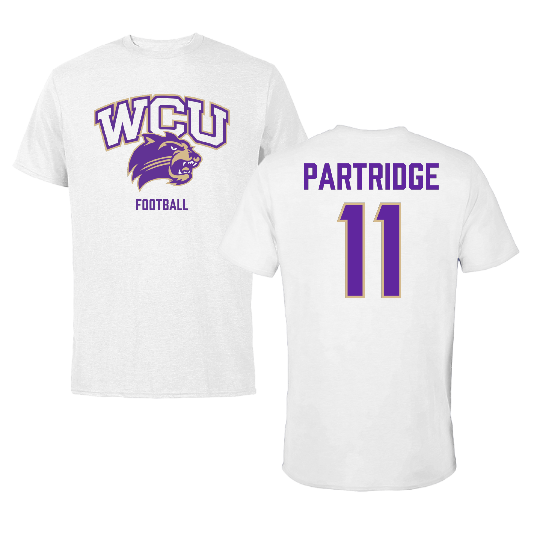 Western Carolina University Football White Performance Tee - #11 Kenyon Partridge
