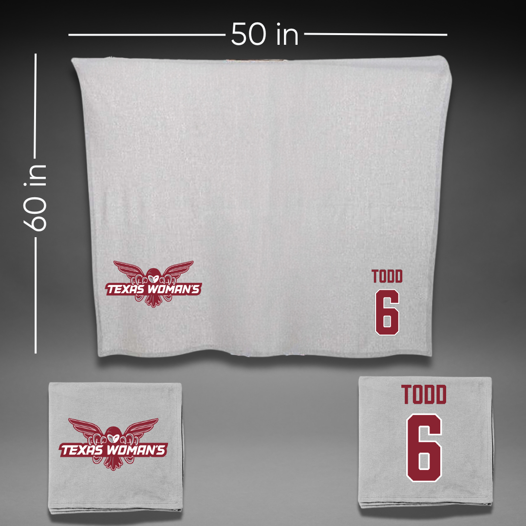 Texas Woman's University Softball Gray Blanket - #6 Riley Todd