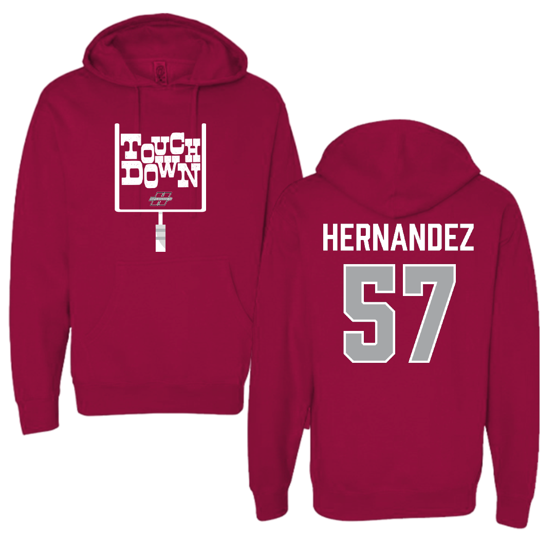 Henderson State University Football Cardinal Touchdown Hoodie - #57 Gabe Hernandez