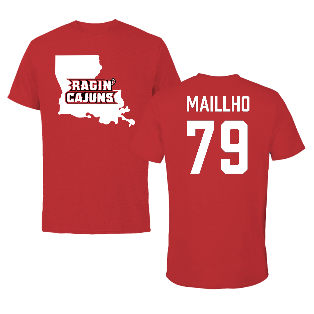 University of Louisiana at Lafayette Football Red State Performance Tee - #79 Andre Maillho