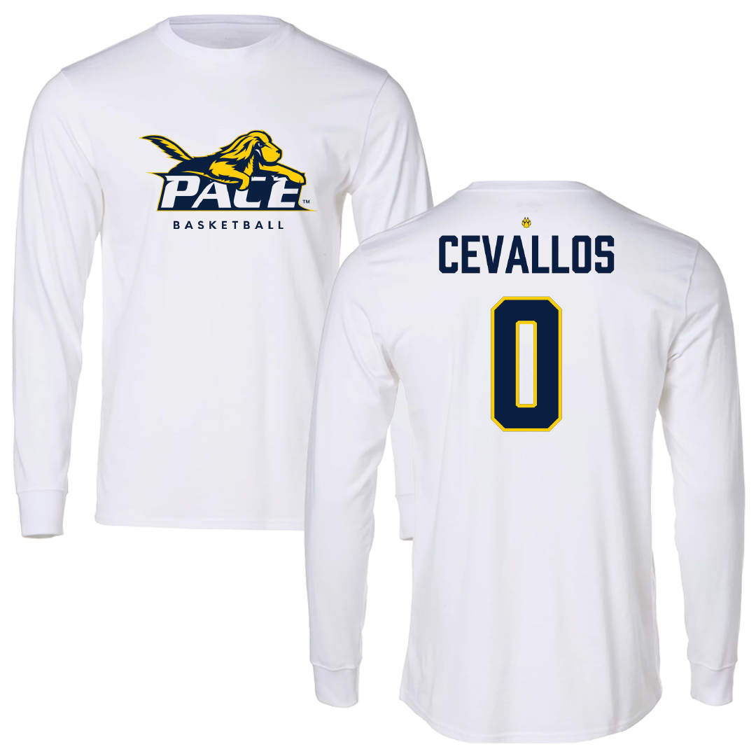 Pace University Basketball White Long Sleeve - #0 Ciera Cevallos