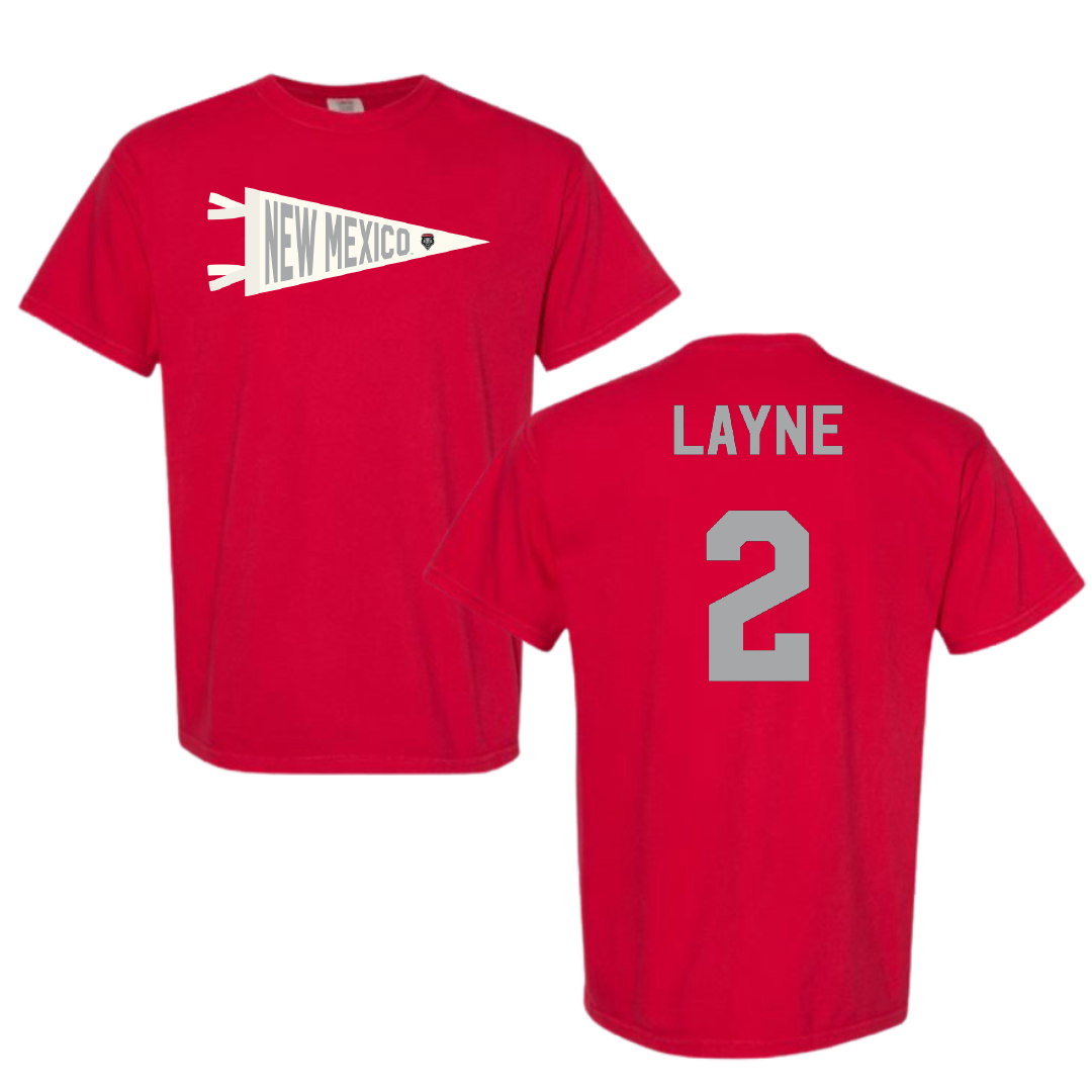 University of New Mexico Football Red Pennant Comfort Colors Tee - #2 Jack Layne