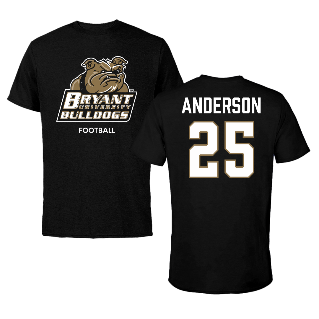 Bryant University Football Black Tee - #25 Devon Anderson