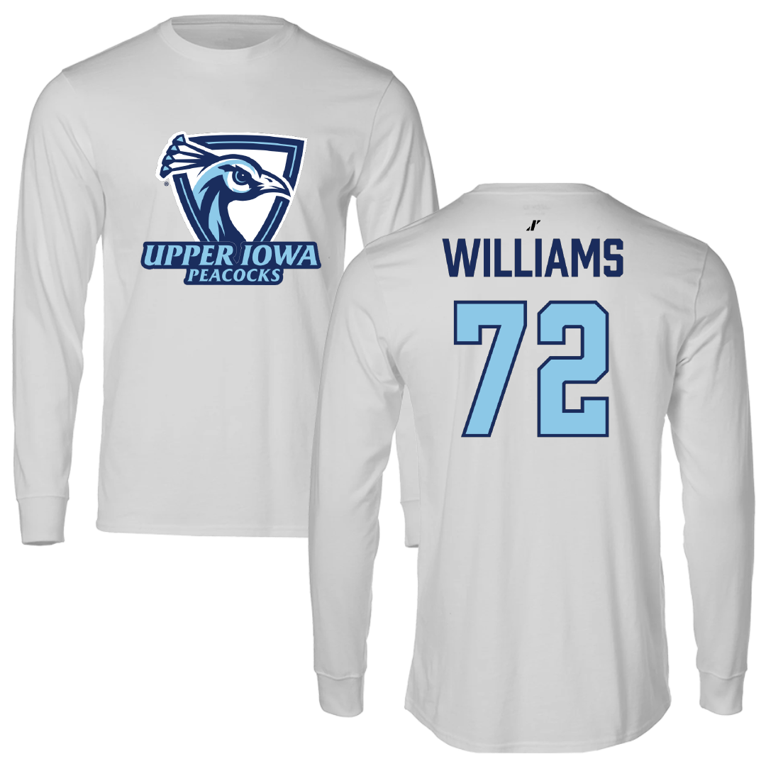 Upper Iowa University Football Light Gray Performance Long Sleeve - #72 Caleb Williams