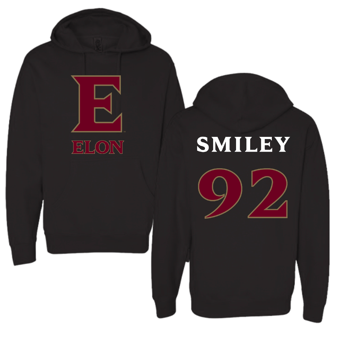 Elon University Football Black Hoodie - #92 Brandon Smiley