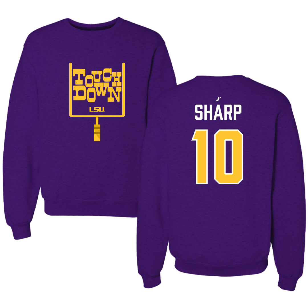 Louisiana State University Football Purple Touchdown Crewneck - #10 Bauer Sharp