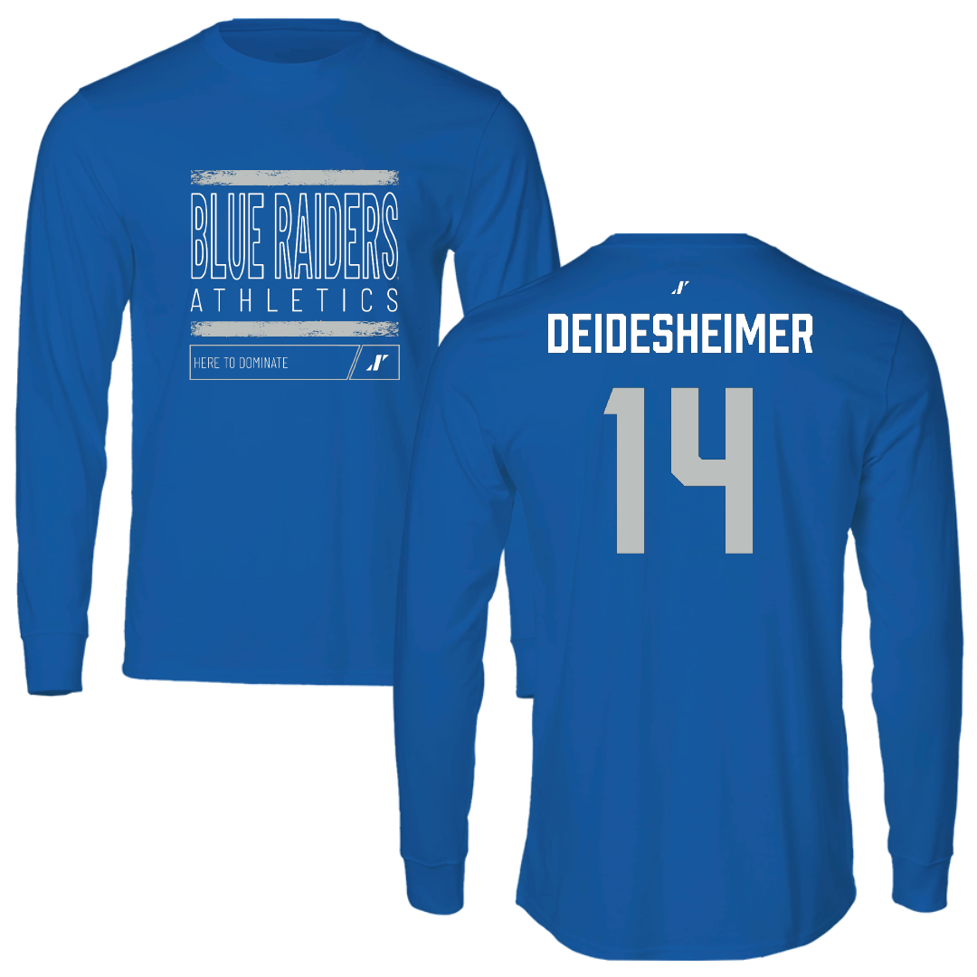 Middle Tennessee State University Volleyball Blue Dominate Performance Long Sleeve - #14 Payton Deidesheimer
