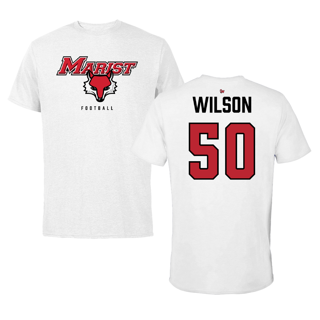 Marist University Football White Tee - #50 Trevor Wilson