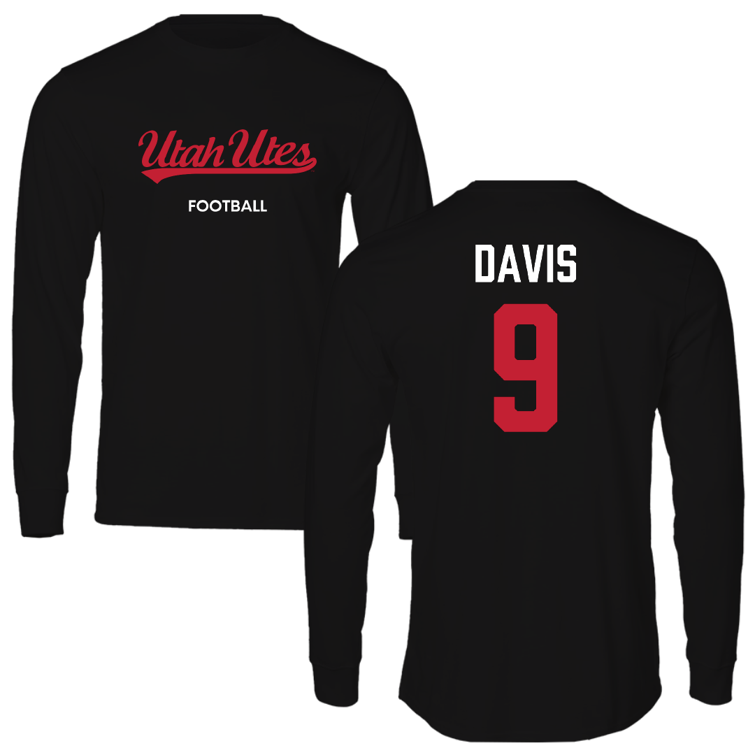 University of Utah Football Black Utes Long Sleeve - #9 Elijah Davis