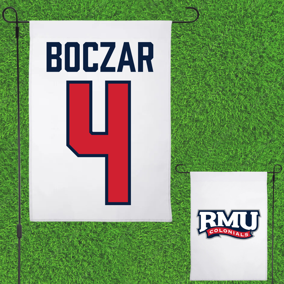 Robert Morris University Ice Hockey White Garden Flag - #4 Matt Boczar
