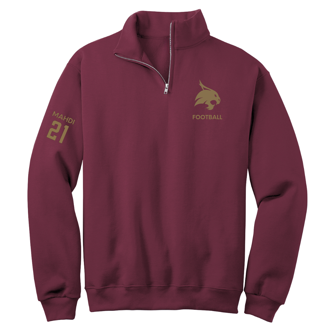 Texas State University Football Maroon Quarter-Zip - #21 Ismail Mahdi