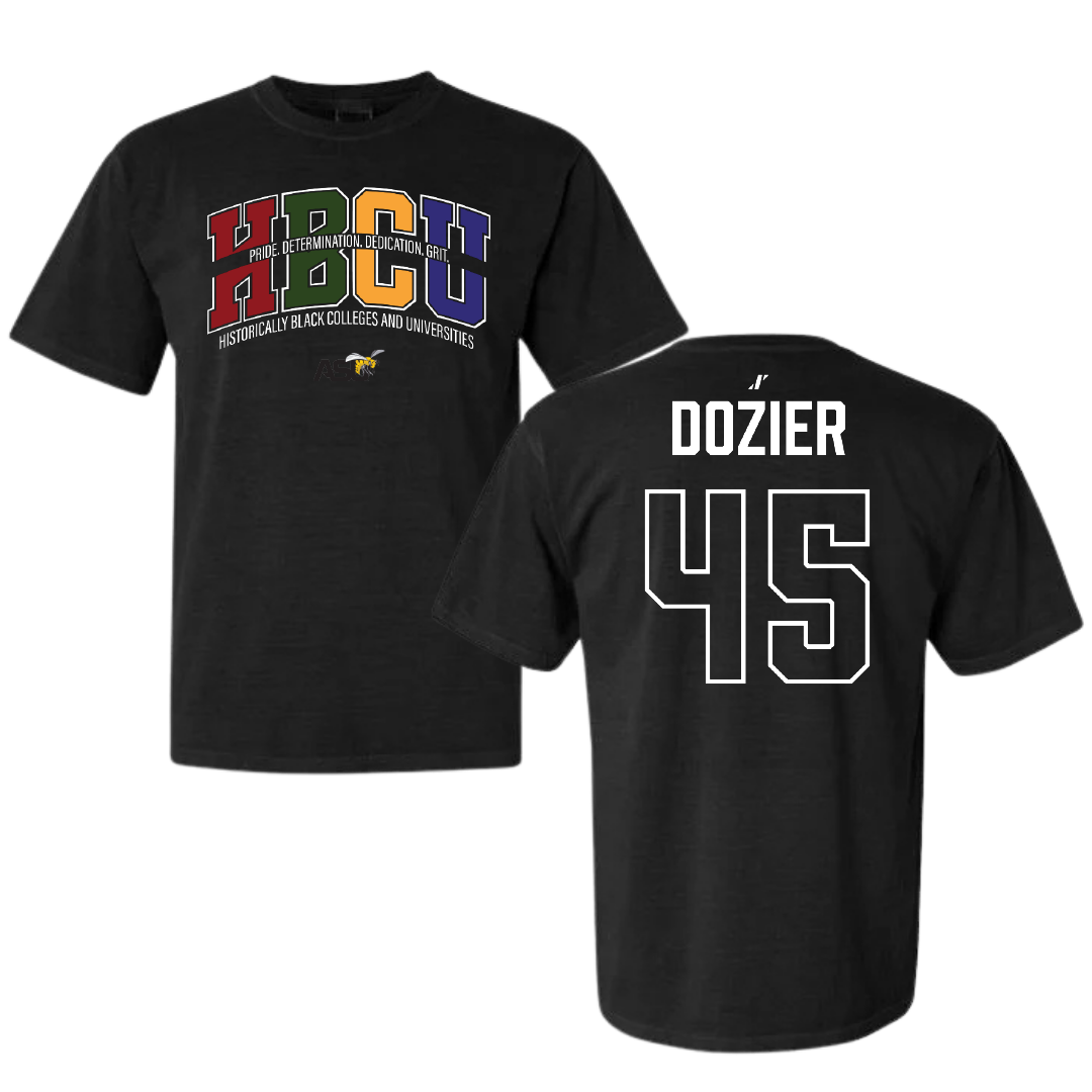Alabama State University Football Black HBCU Comfort Colors Tee - #45 Rico Dozier