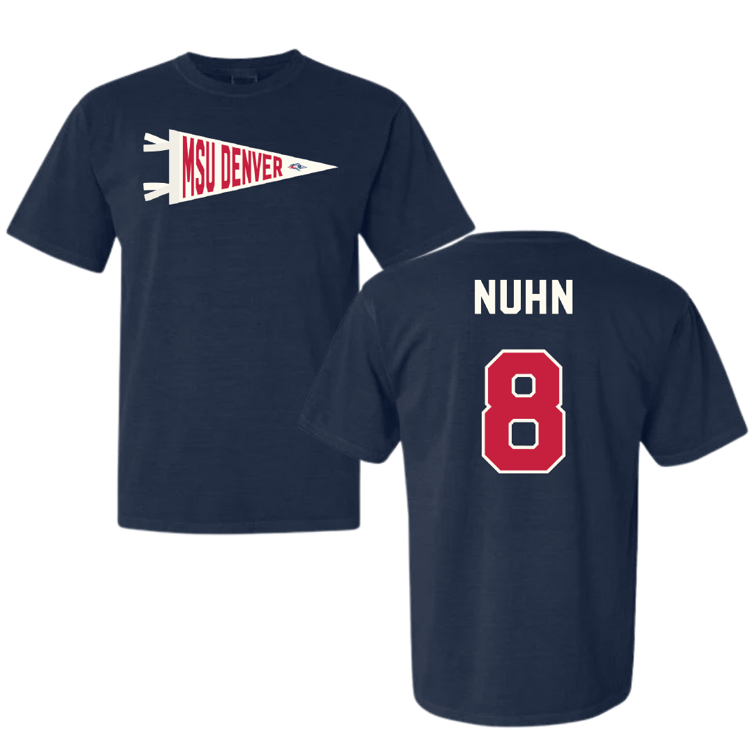 Metropolitan State University of Denver Soccer Navy Pennant Comfort Colors Tee - #8 Kailani Nuhn