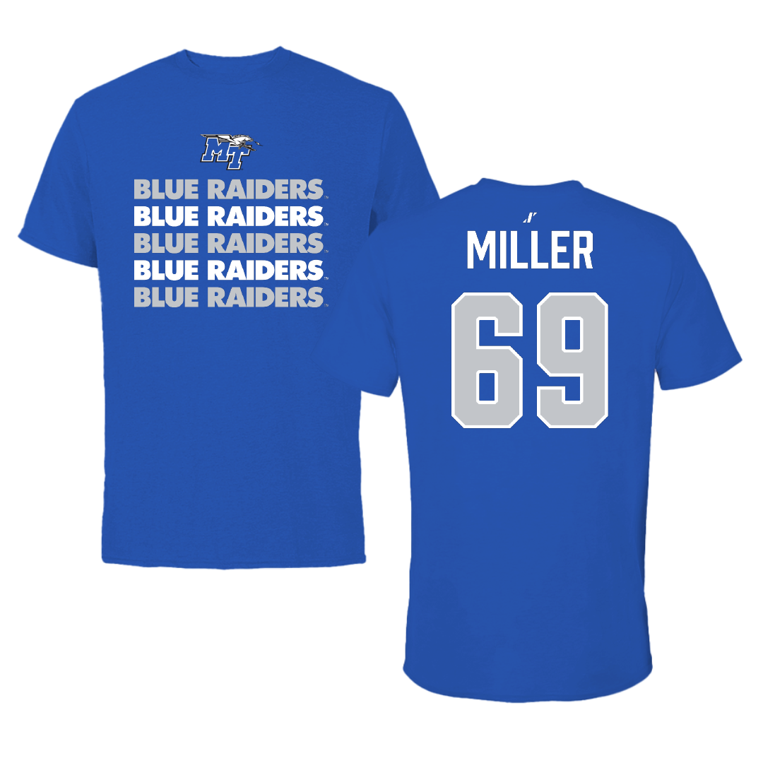 Middle Tennessee State University Football Blue General Tee - #69 Marcus Miller