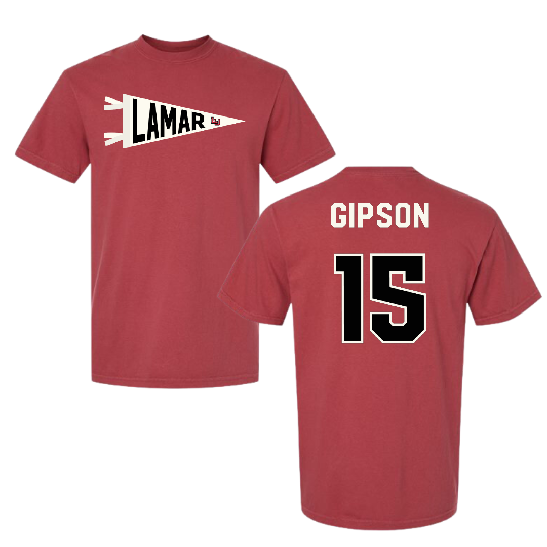 Lamar University Volleyball Canvas Red Pennant Comfort Colors Tee - #15 Jordan Gipson