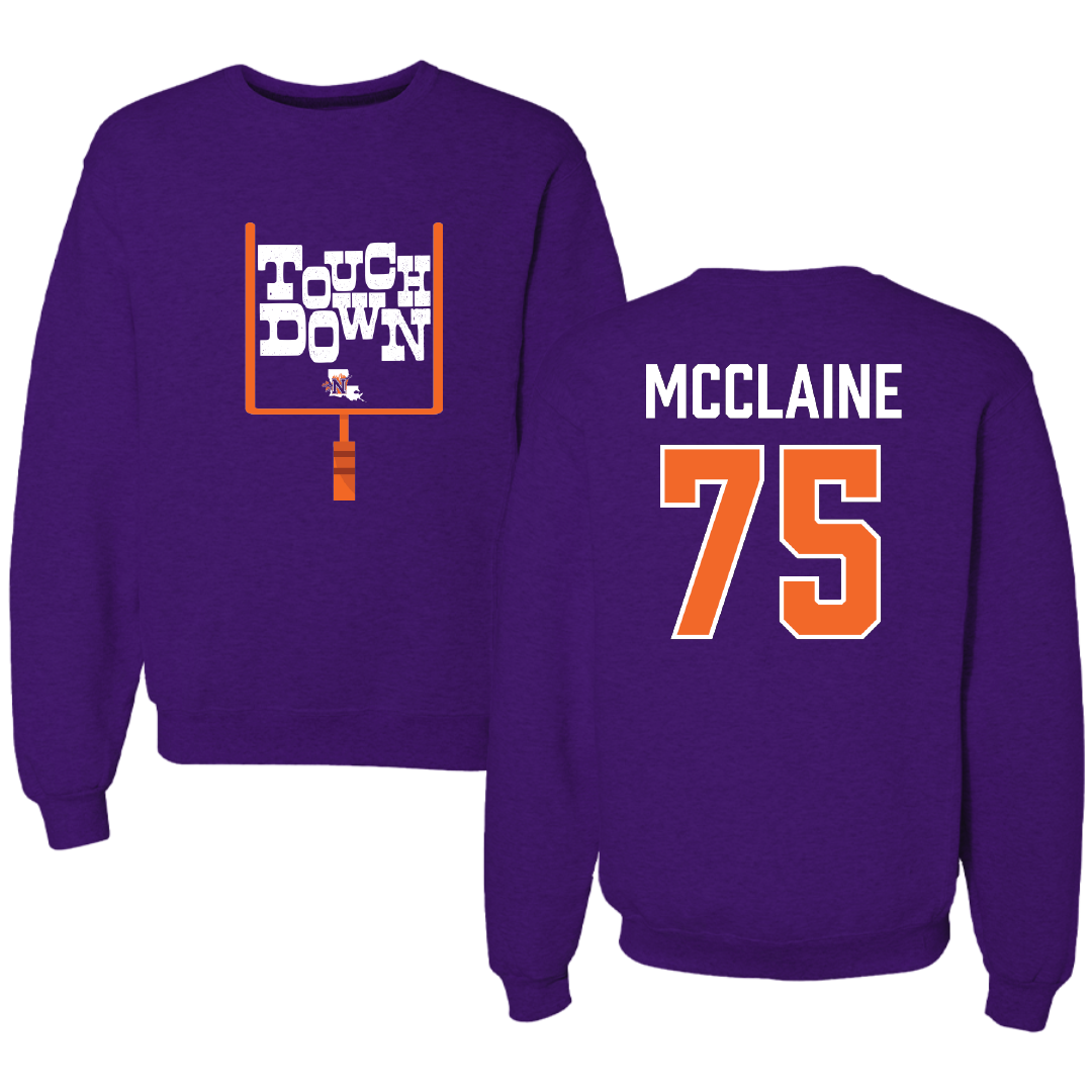 Northwestern State University Football Purple Touchdown Crewneck - #75 Jordan McClaine