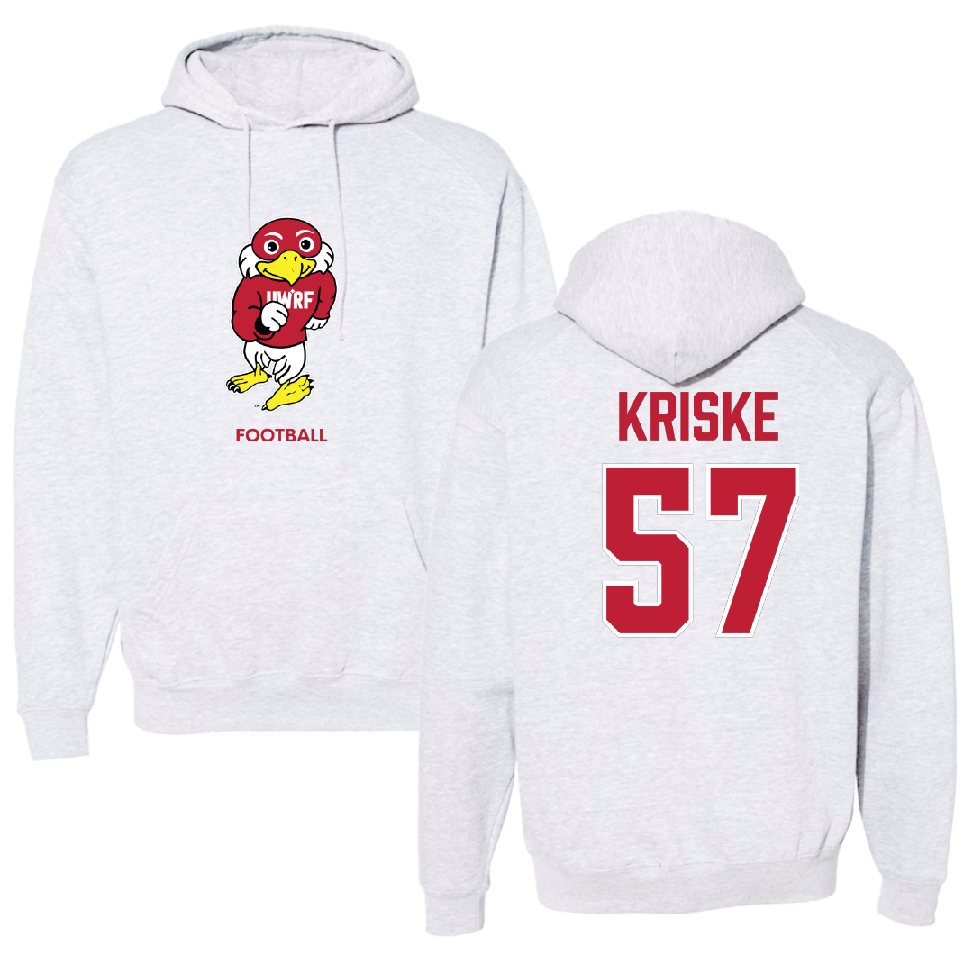 University of Wisconsin-River Falls Football Light Gray Hoodie - #57 Dawson Kriske