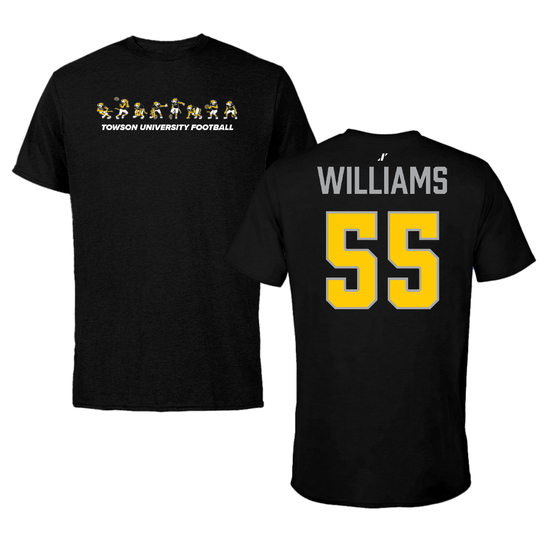 Towson University Football Black Cartoon Doc Team Performance Tee - #55 Mike Williams