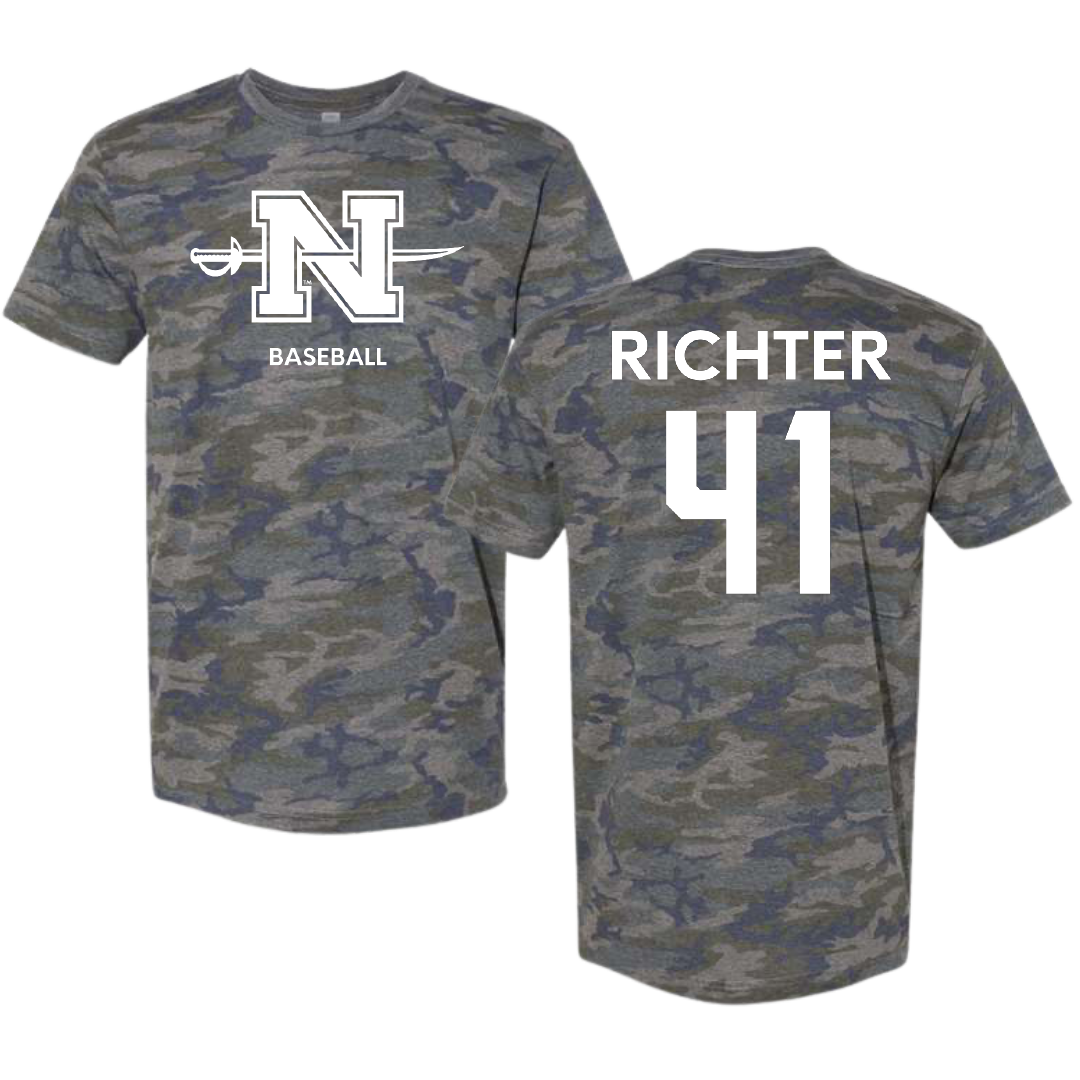 Nicholls State University Baseball Vintage Camo Tee - #41 Chase Richter
