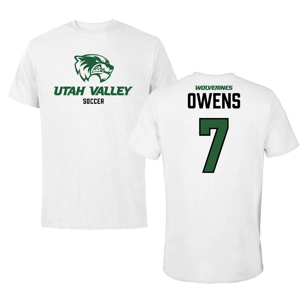 Utah Valley University Soccer White Tee - #7 Mia Owens