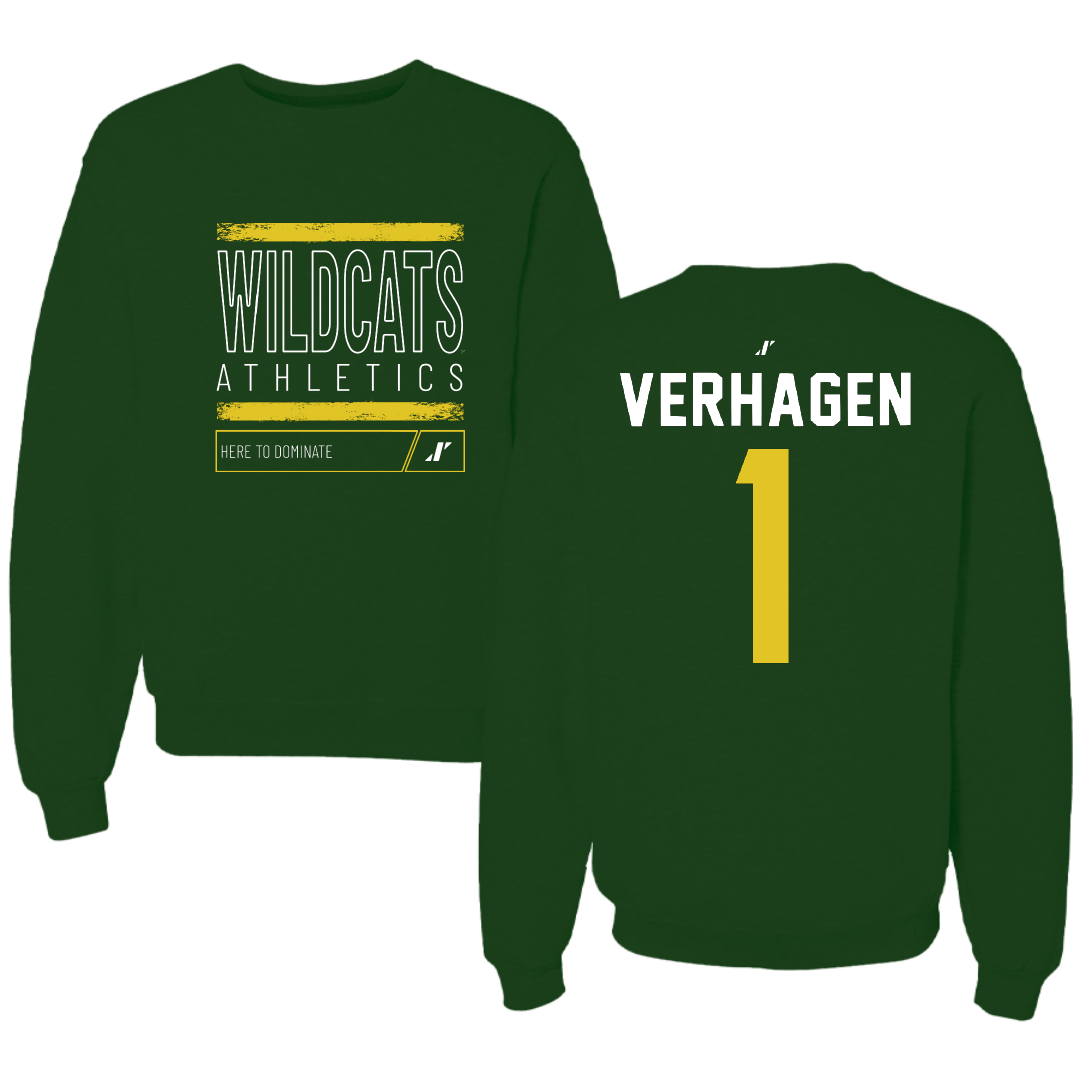 Northern Michigan University Basketball Forest Green Dominate Crewneck - #1 Casey Verhagen