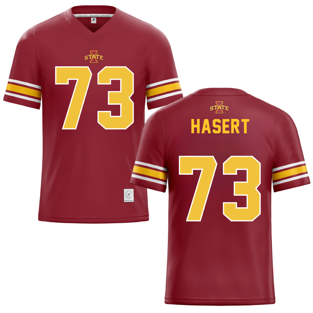 Iowa State University Red Football Jersey - #73 Deylin Hasert