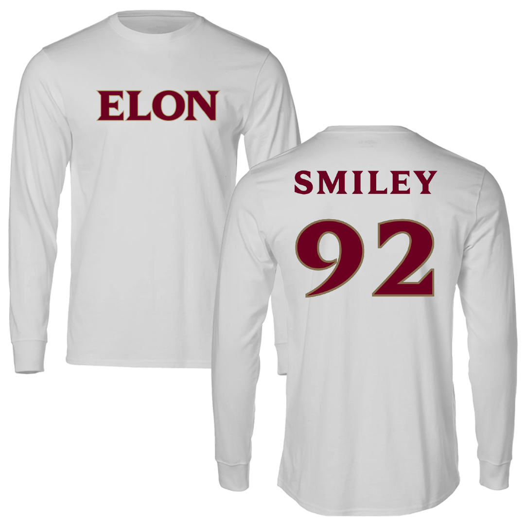Elon University Football Light Gray Performance Long Sleeve - #92 Brandon Smiley