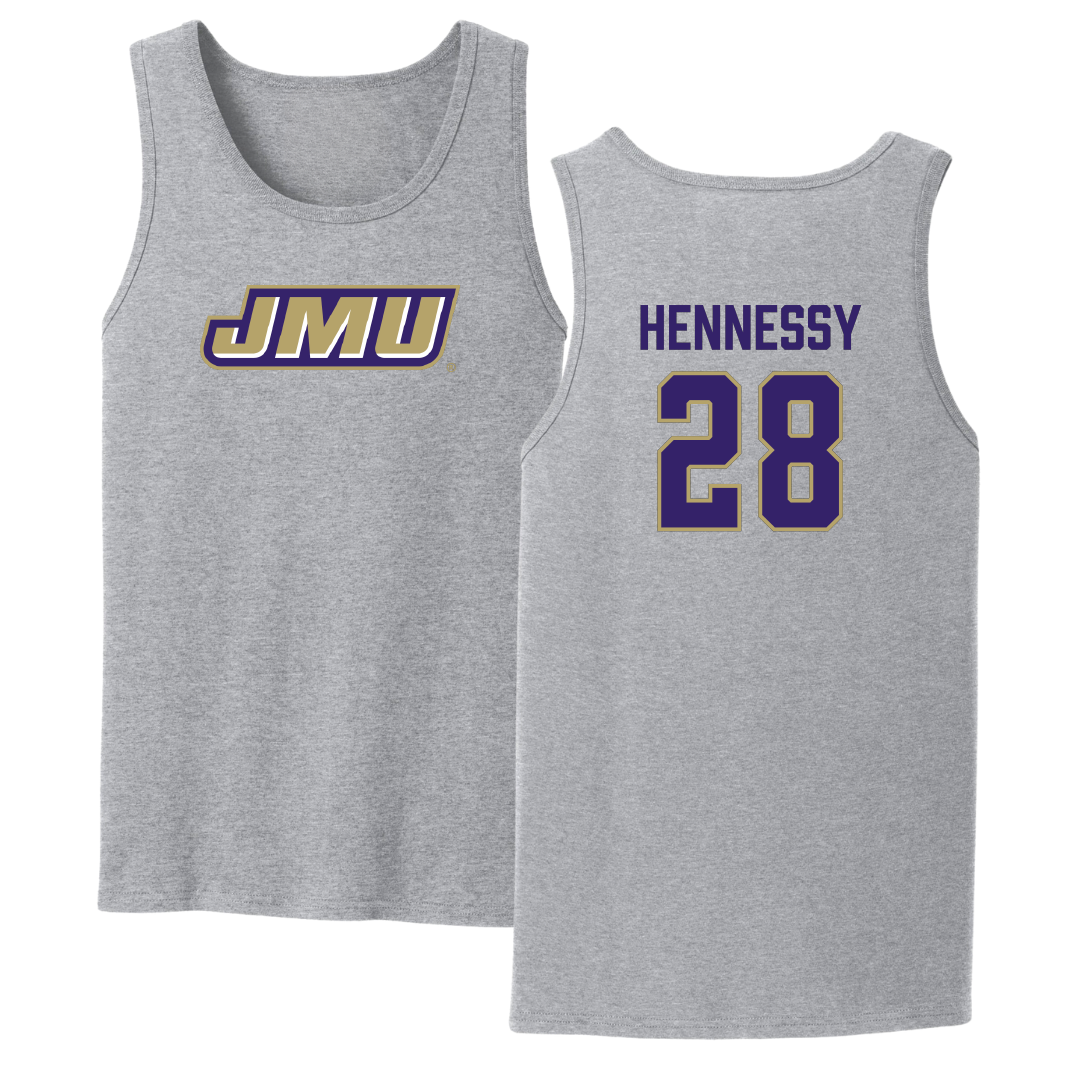 James Madison University Softball Sport Gray Tank Top - #28 Hannah Hennessy