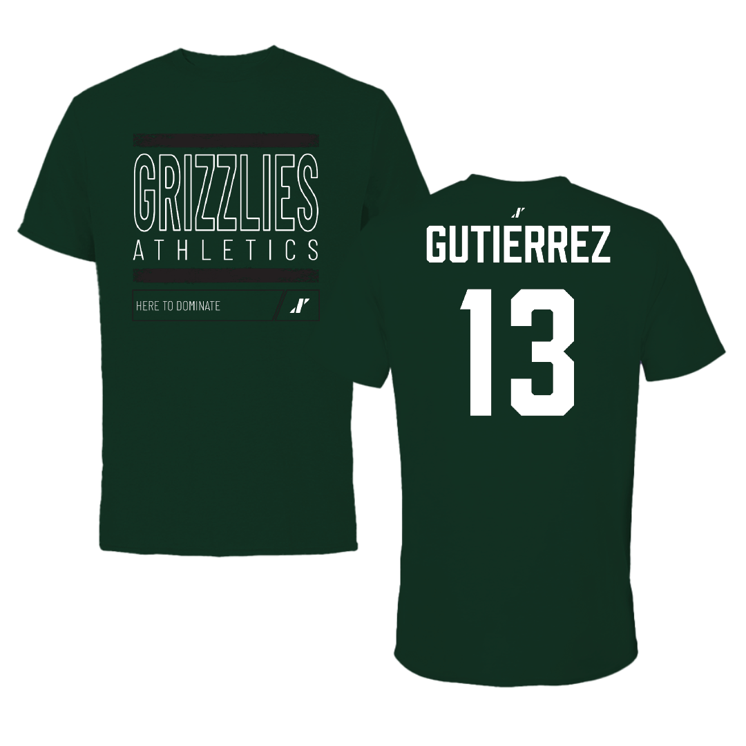 Adams State University Football Forest Green Dominate Performance Tee - #13 Xavier Gutierrez