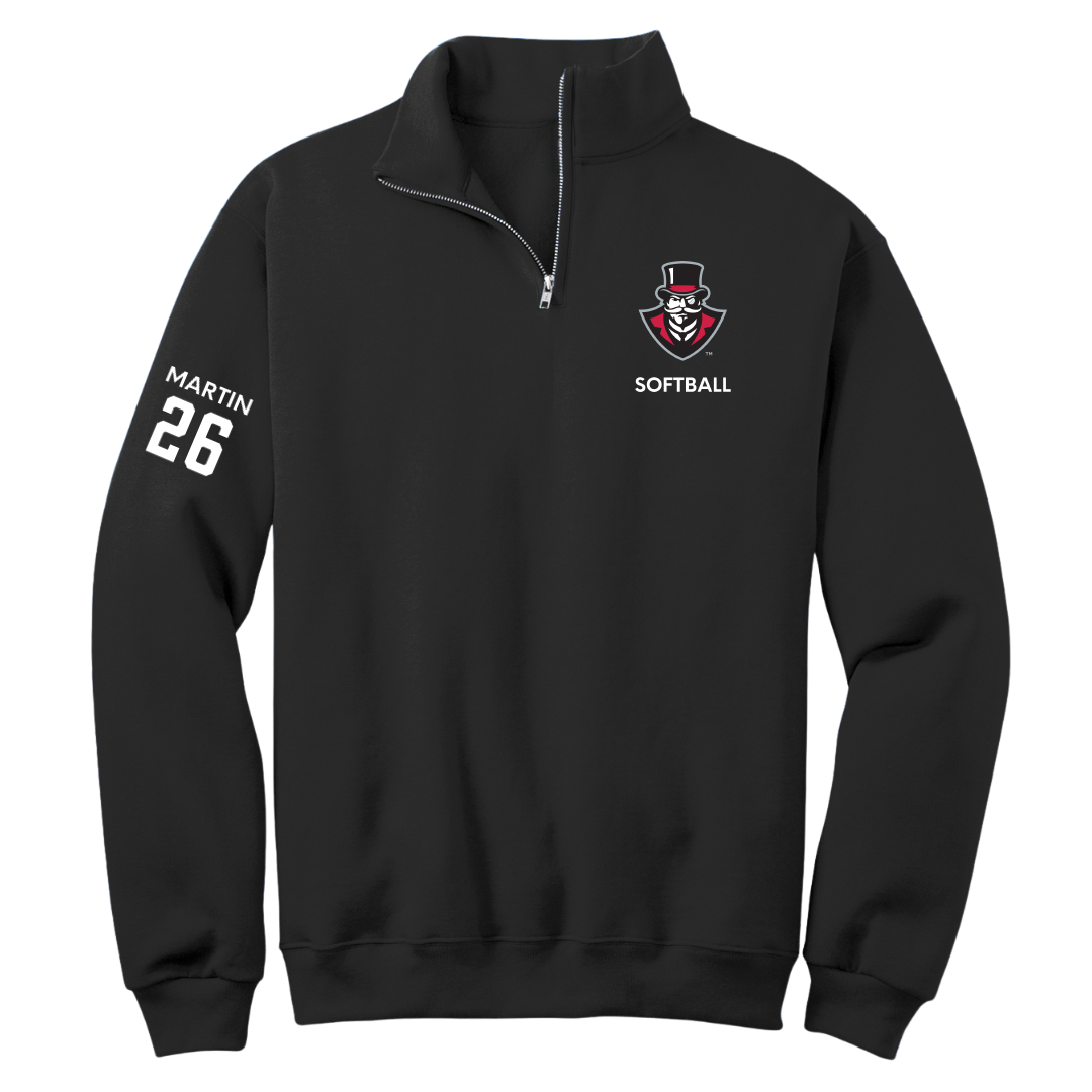Austin Peay State University Softball Black Quarter-Zip - #26 Ashley Martin