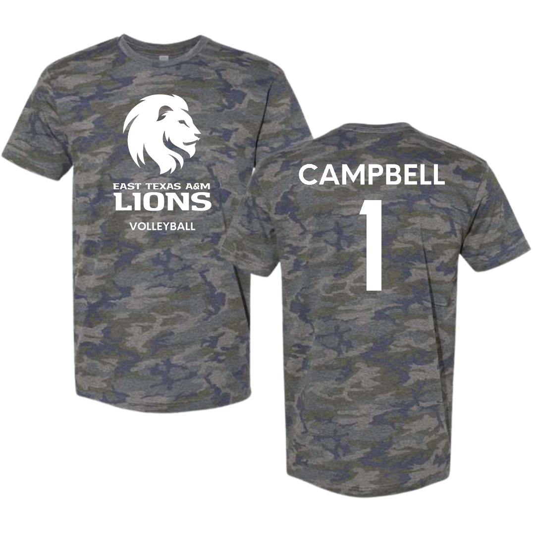 East Texas A&M University Volleyball (W) Vintage Camo Tee - #1 Gracie Campbell