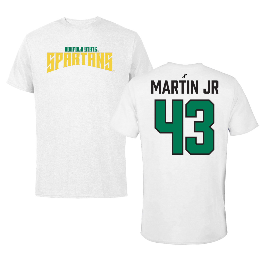 Norfolk State University Football White Classic Performance Tee - #43 Richard Martin Jr