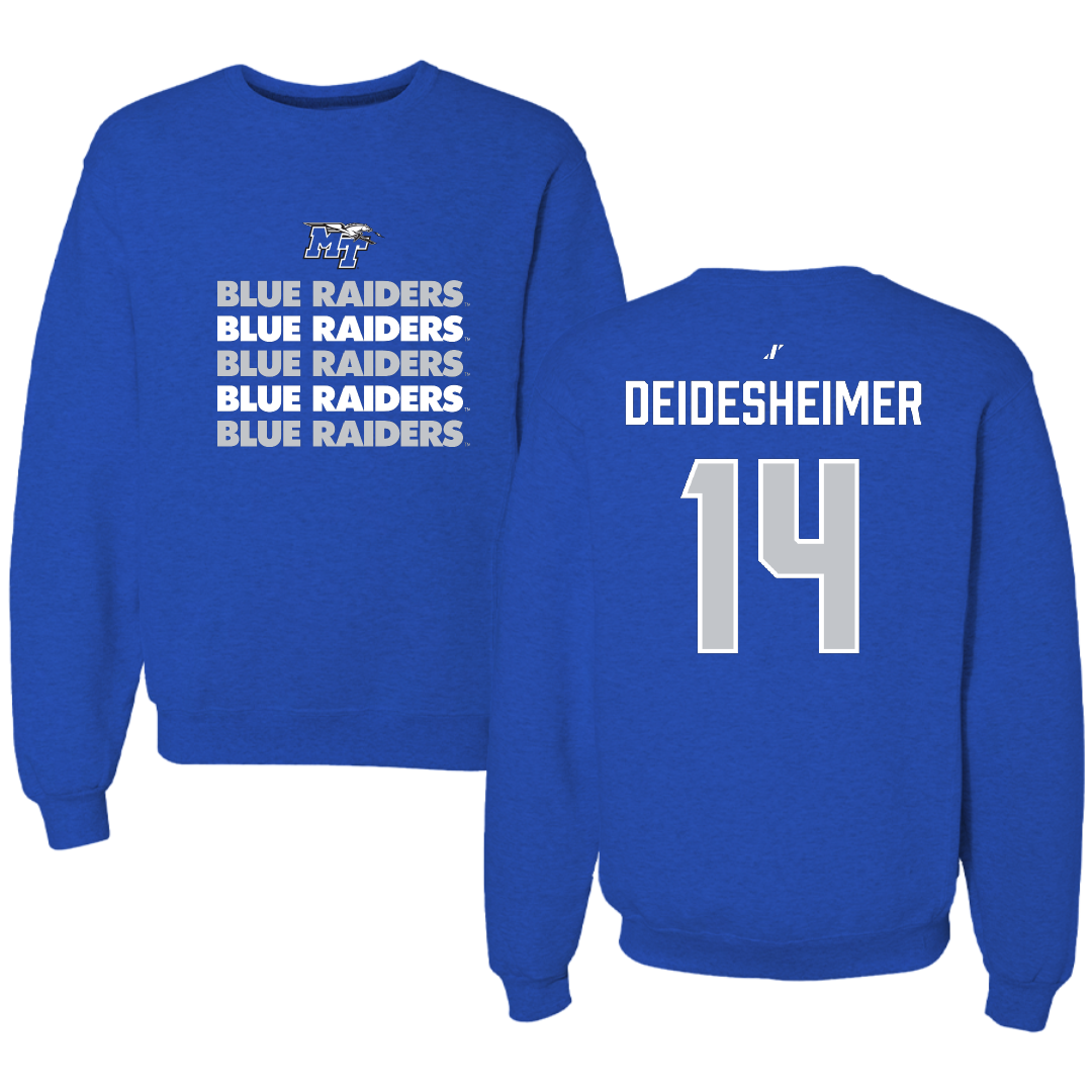 Middle Tennessee State University Volleyball Blue General Crewneck - #14 Payton Deidesheimer