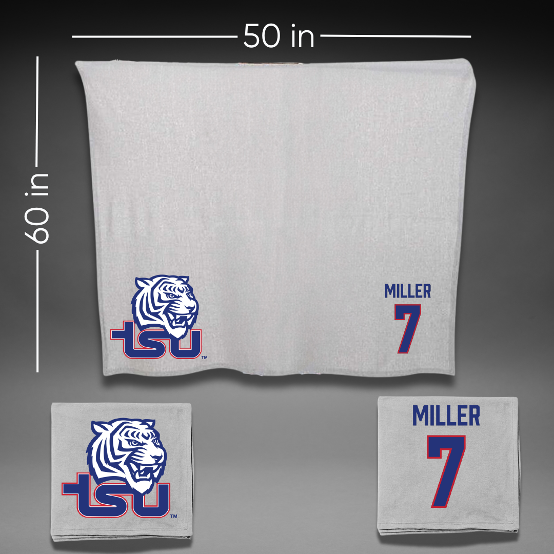 Tennessee State University Volleyball Gray Blanket - #7 Maygan Miller