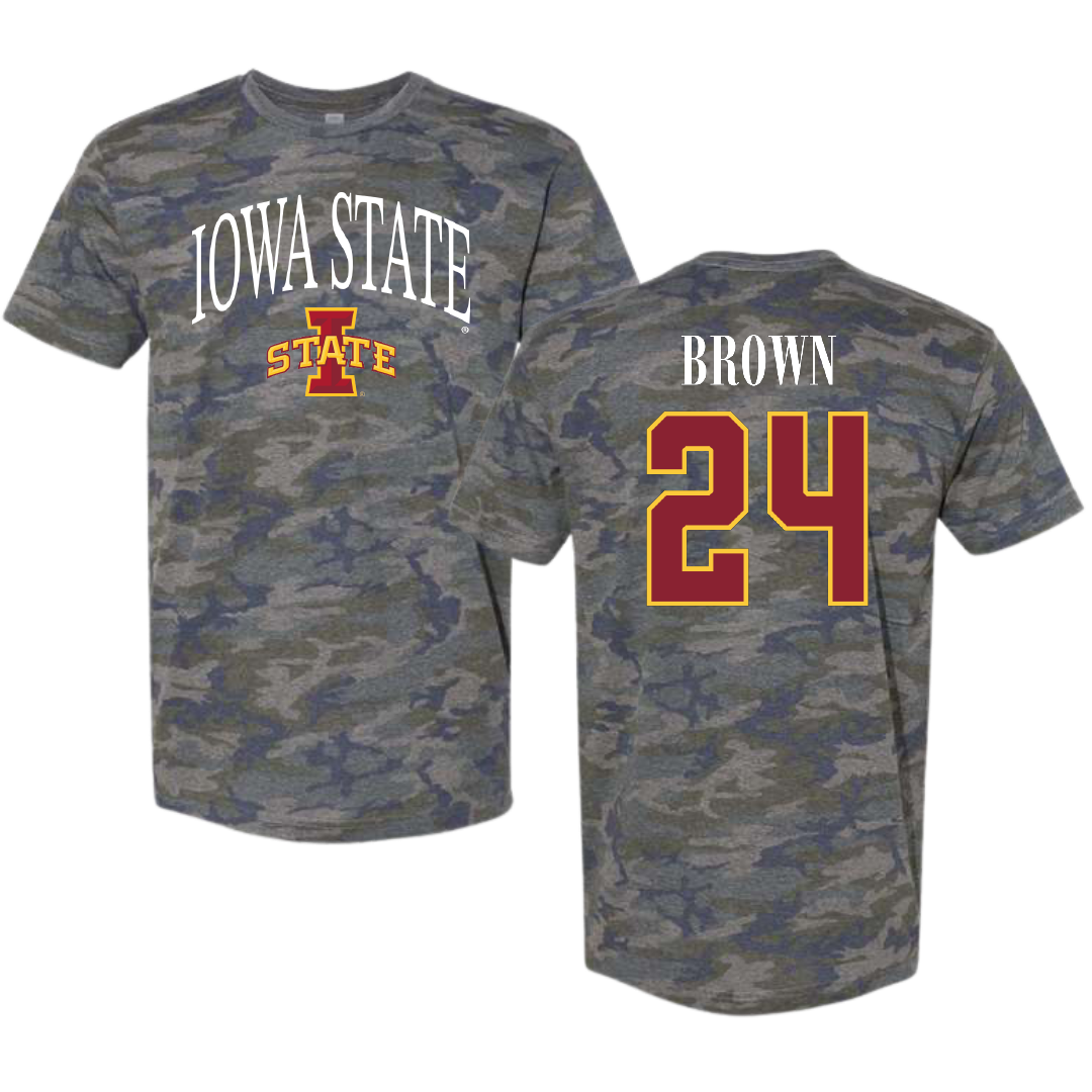 Iowa State University Basketball (W) Vintage Camo Tee - #24 Addy Brown