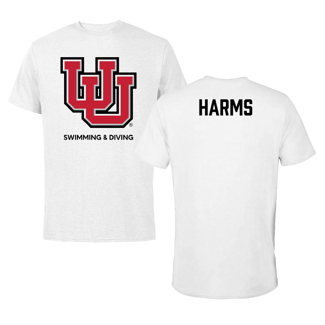 University of Utah Swimming & Diving White Performance Tee - Ike Harms