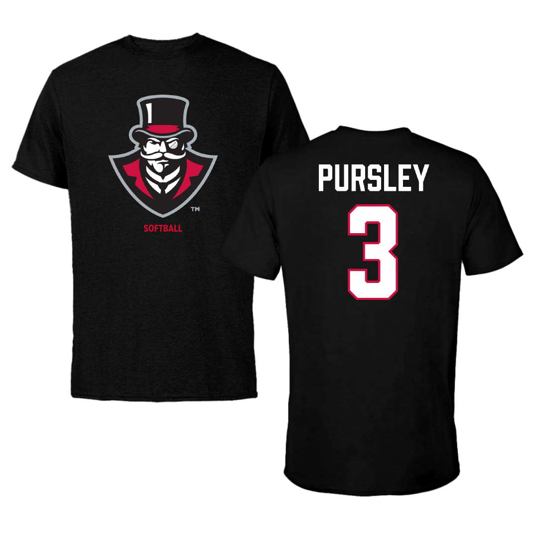 Austin Peay State University Softball Black Performance Tee - #3 Charley Pursley