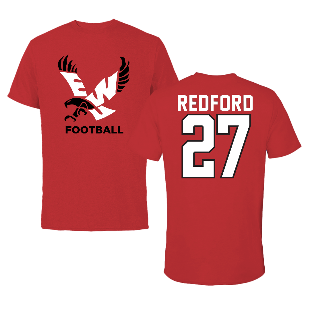 Eastern Washington University Football Red Performance Tee - #27 Isaac Redford