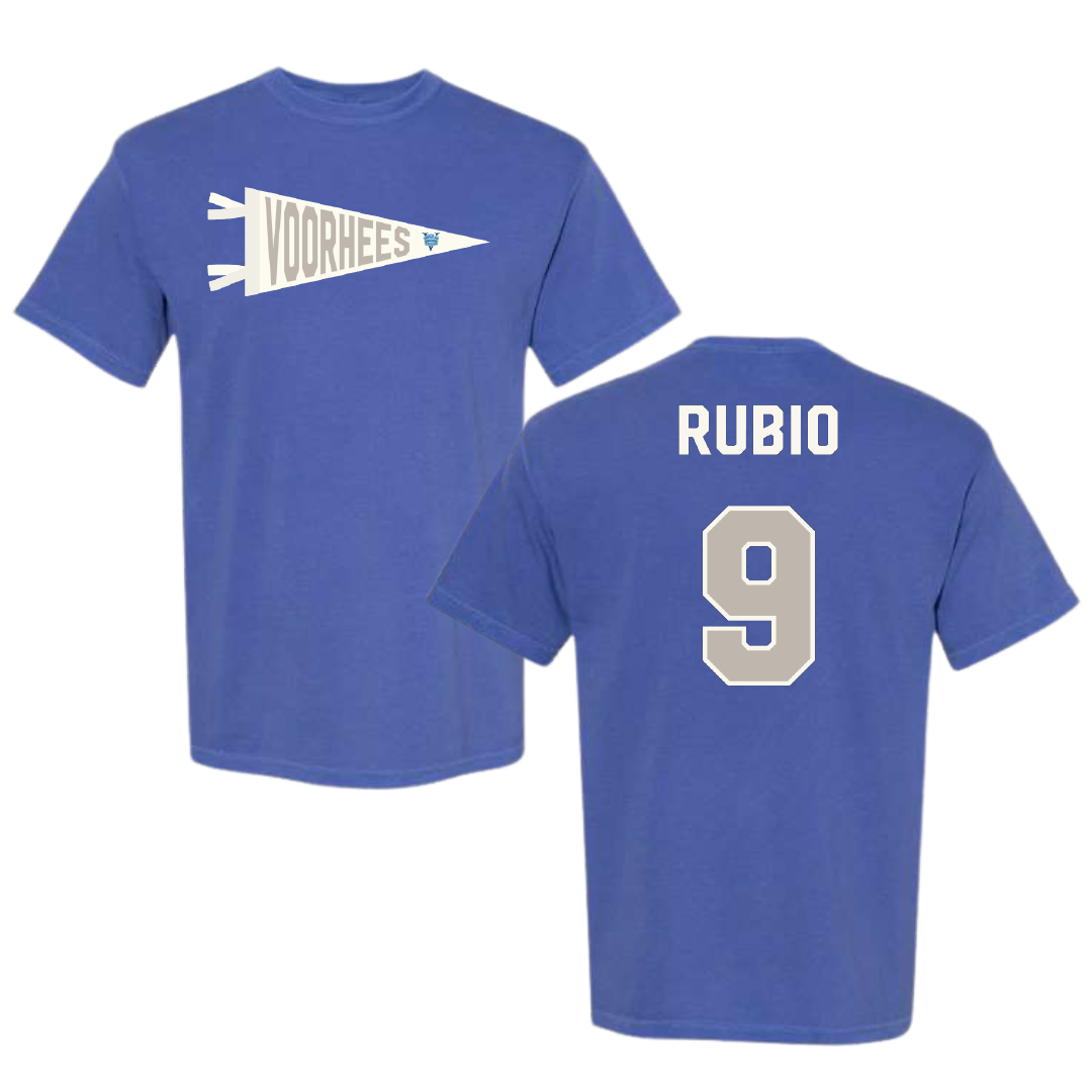 Voorhees University Baseball Blue Pennant Comfort Colors Tee - #9 Miguel Rubio