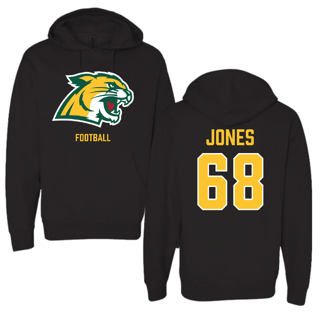 Northern Michigan University Football Black Hoodie - #68 Tommy Jones