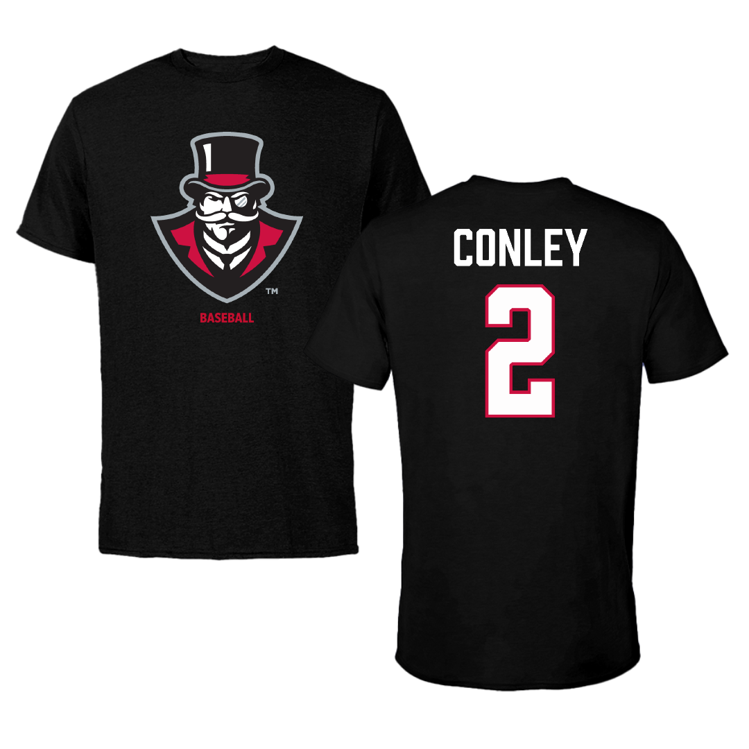 Austin Peay State University Baseball Black Performance Tee - #2 Trevor Conley