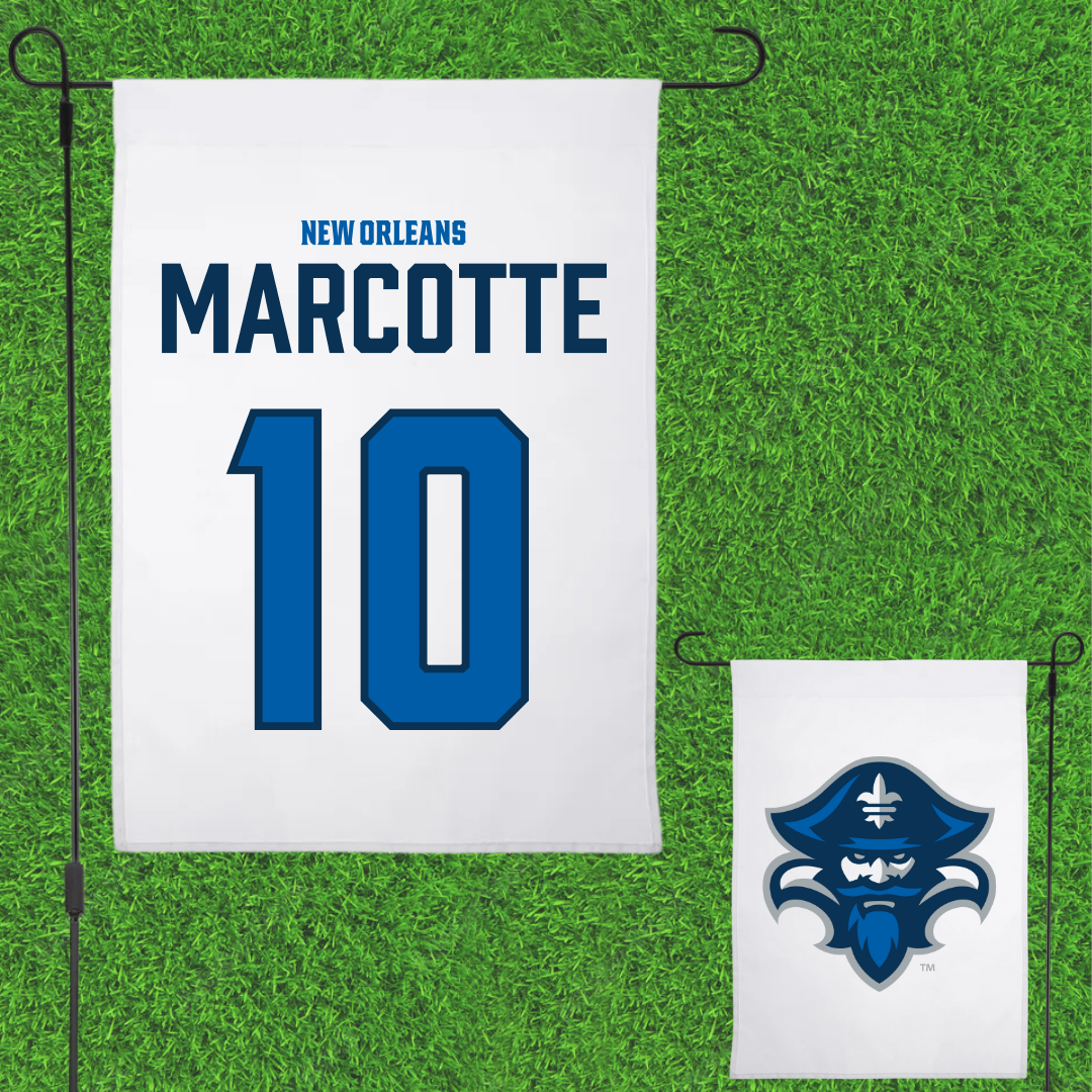 University of New Orleans Baseball White Garden Flag - #10 Riley Marcotte