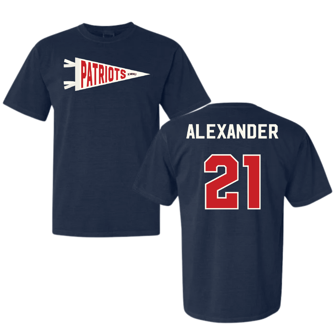 Dallas Baptist University STUNT Navy Pennant Comfort Colors Tee - #21 Avery Alexander