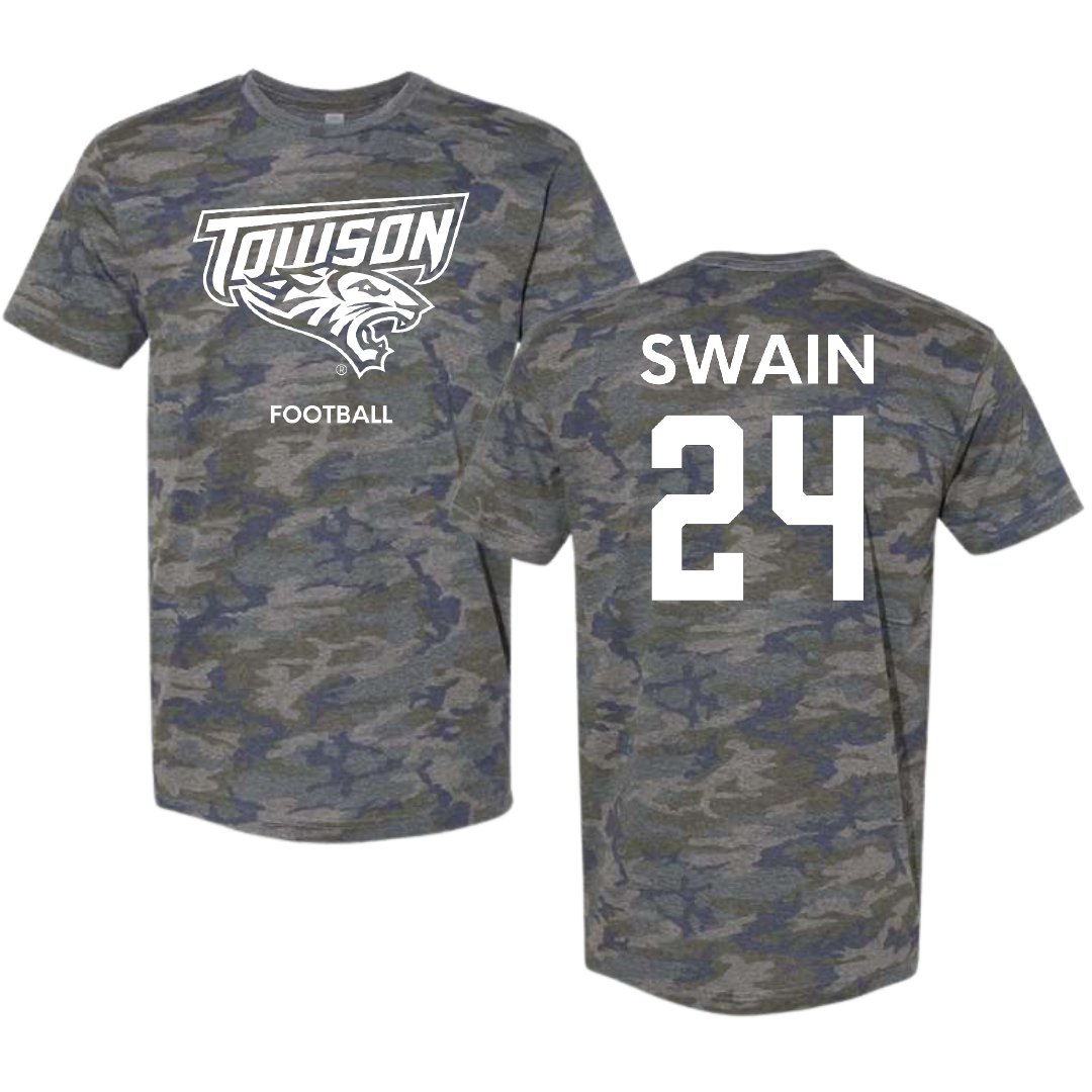 Towson University Football Vintage Camo Tee - #24 Mike Swain